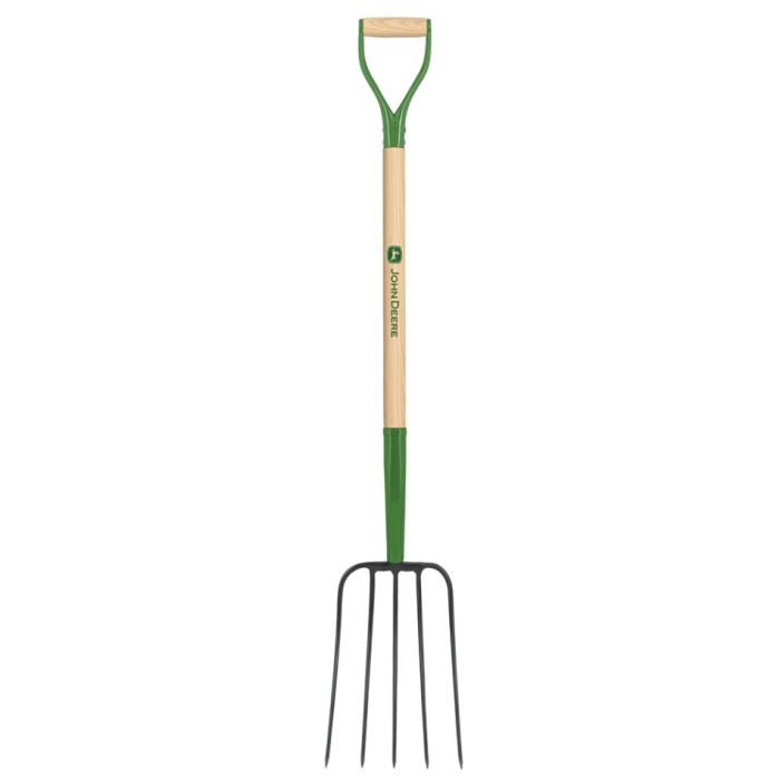 Sodo šakes su 5 virbais ir mediniu kotu 125cm John Deere®