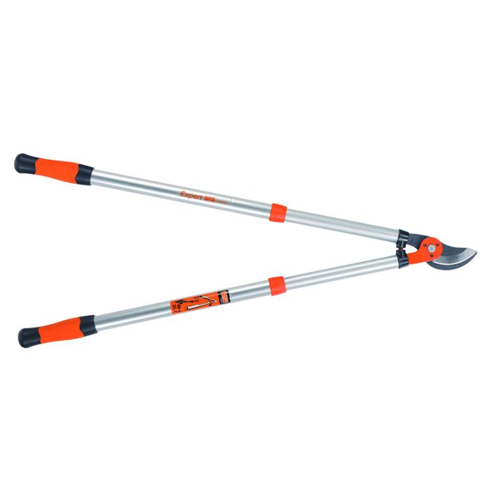 EXPERT teleskopinės šakų žirklės prasilenkiančiais ašmenimis. Super lengvos aliuminio rankenos. Guminiai amortizatoriai. Bendras ilgis 700-900 mm. Kerpa iki 40 mm šakas.